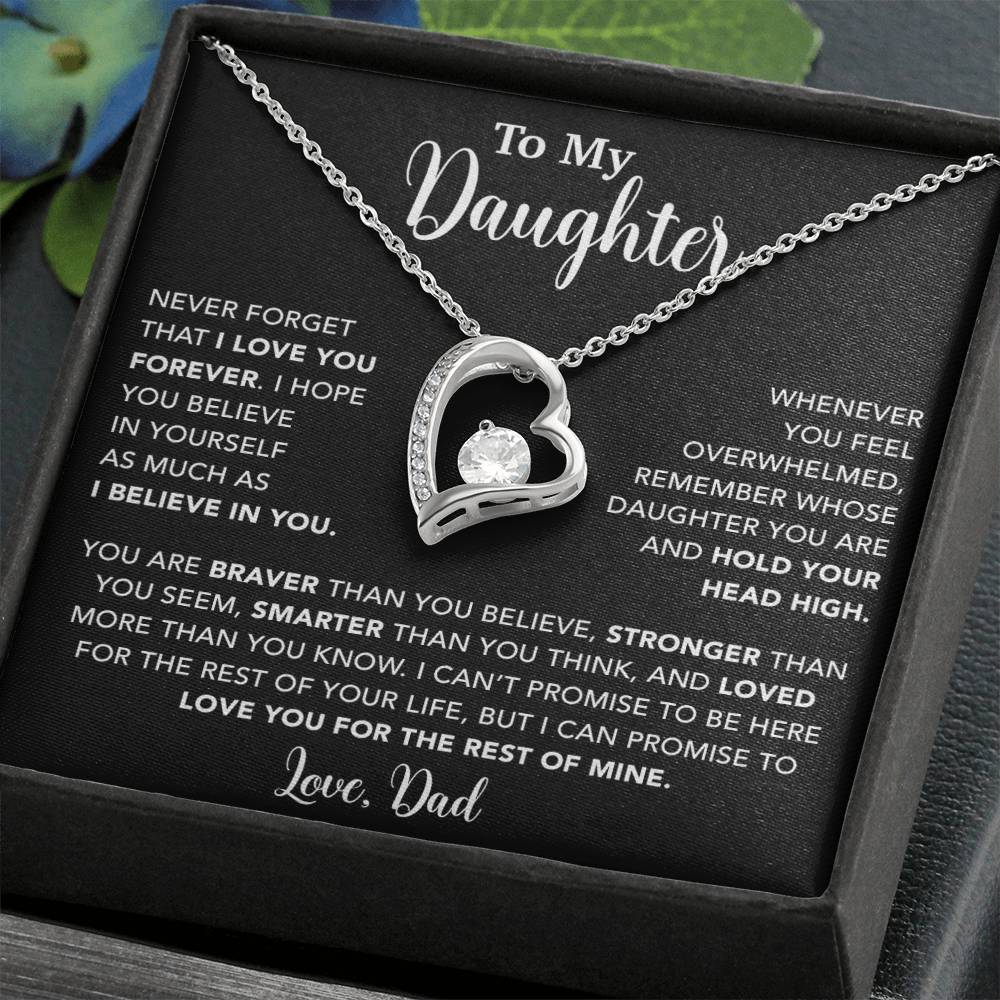 To My Daughter Necklace, Gift for Daughter from Dad, Father Daughter Necklace  9_4_Black