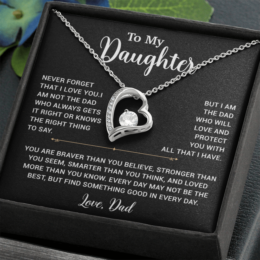 To My Daughter Necklace, Gift for Daughter from Dad, Father Daughter Necklace 2_6_Black