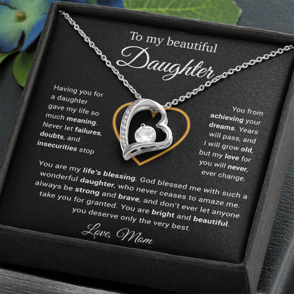 To My Daughter Necklace, Gift for Daughter from Mom, Daughter Mother Necklace 25_3_Black