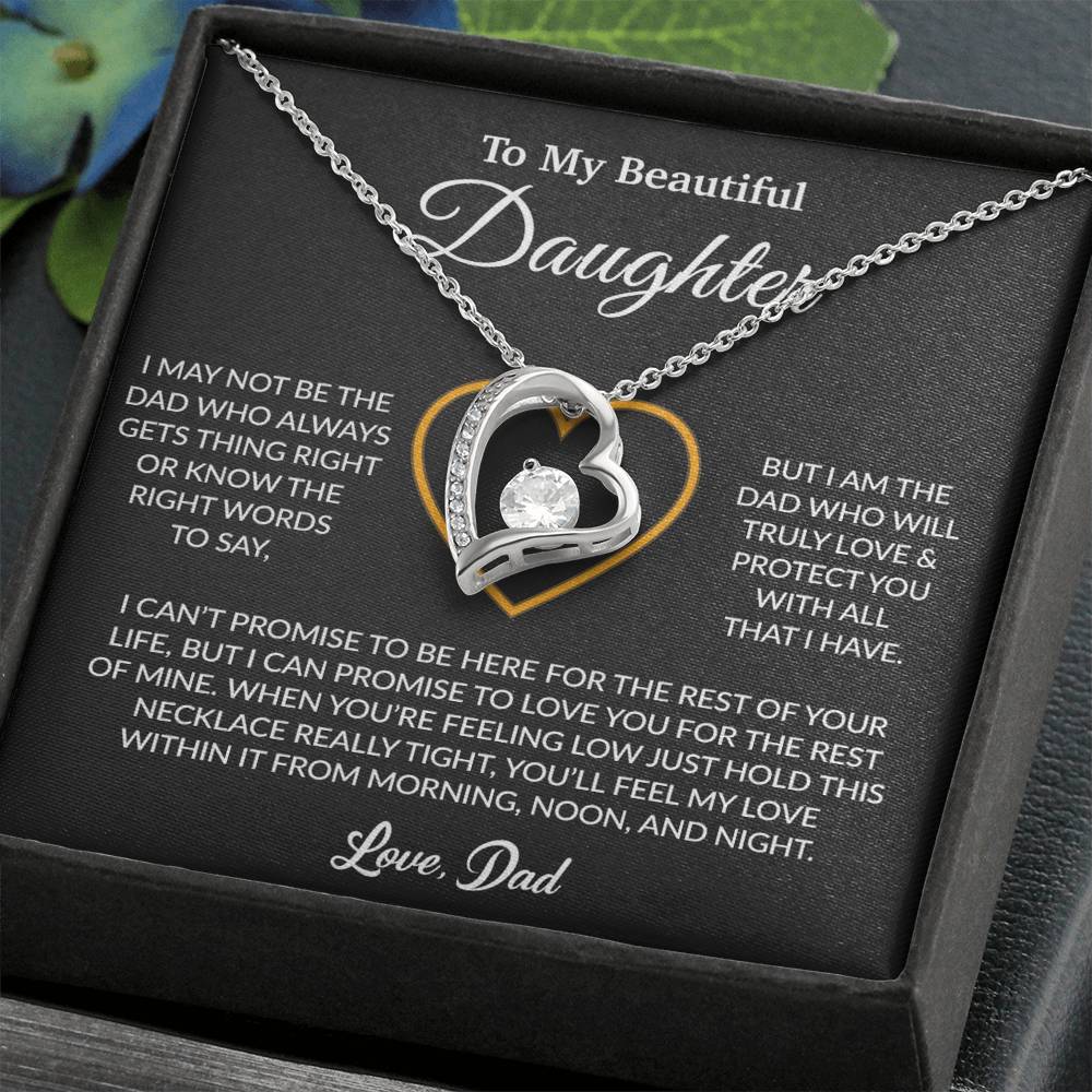 To My Daughter Necklace, Gift for Daughter from Dad, Father Daughter Necklace 13_6_Black