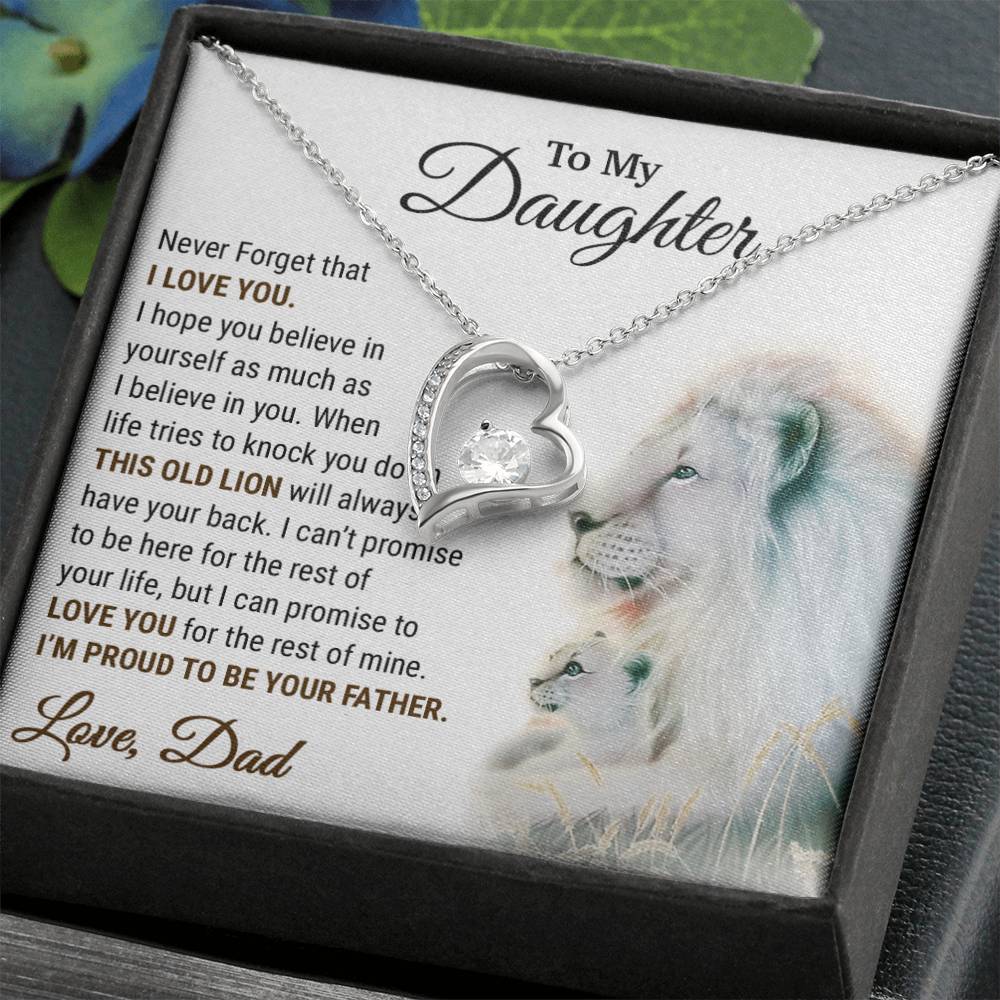 To My Daughter Necklace, Xmas Gift For Daughter From Dad, Daughter Father Lion