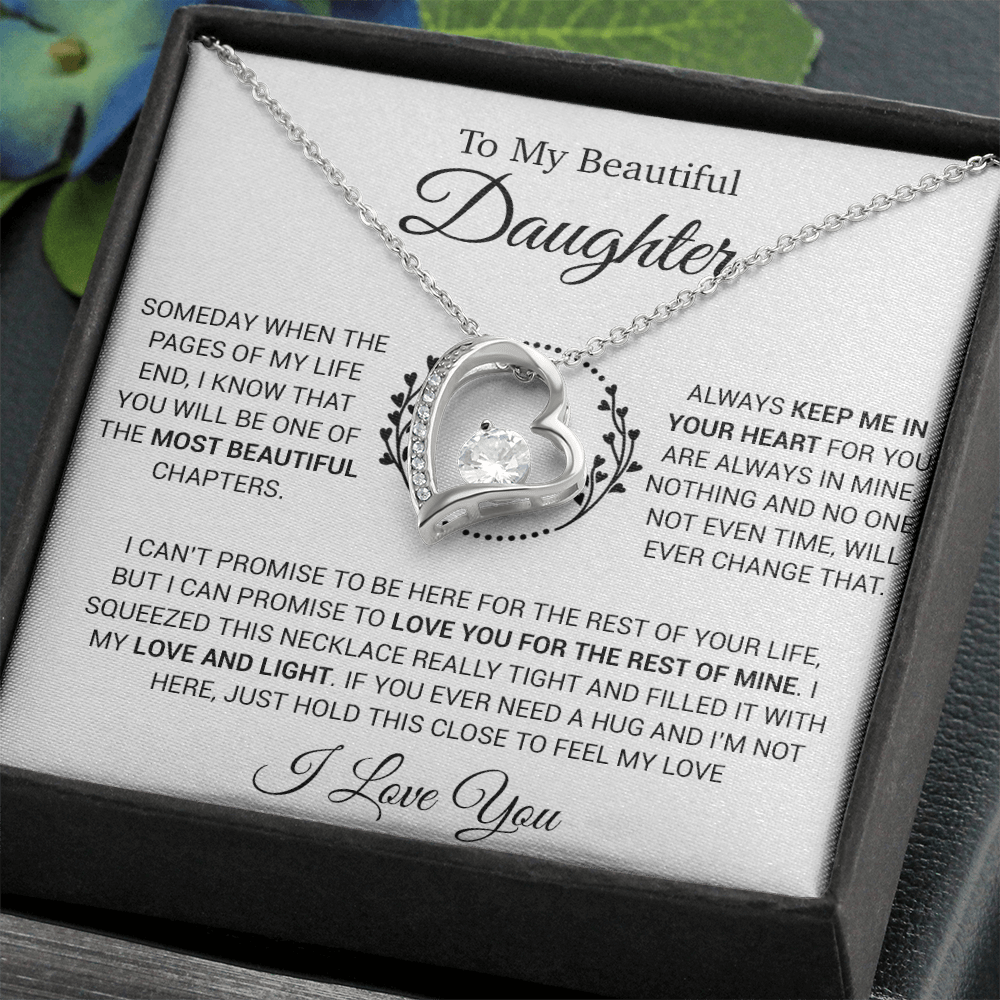 To My Daughter Necklace, Gift for Daughter from Dad, Daughter Father Necklace 16_12_White