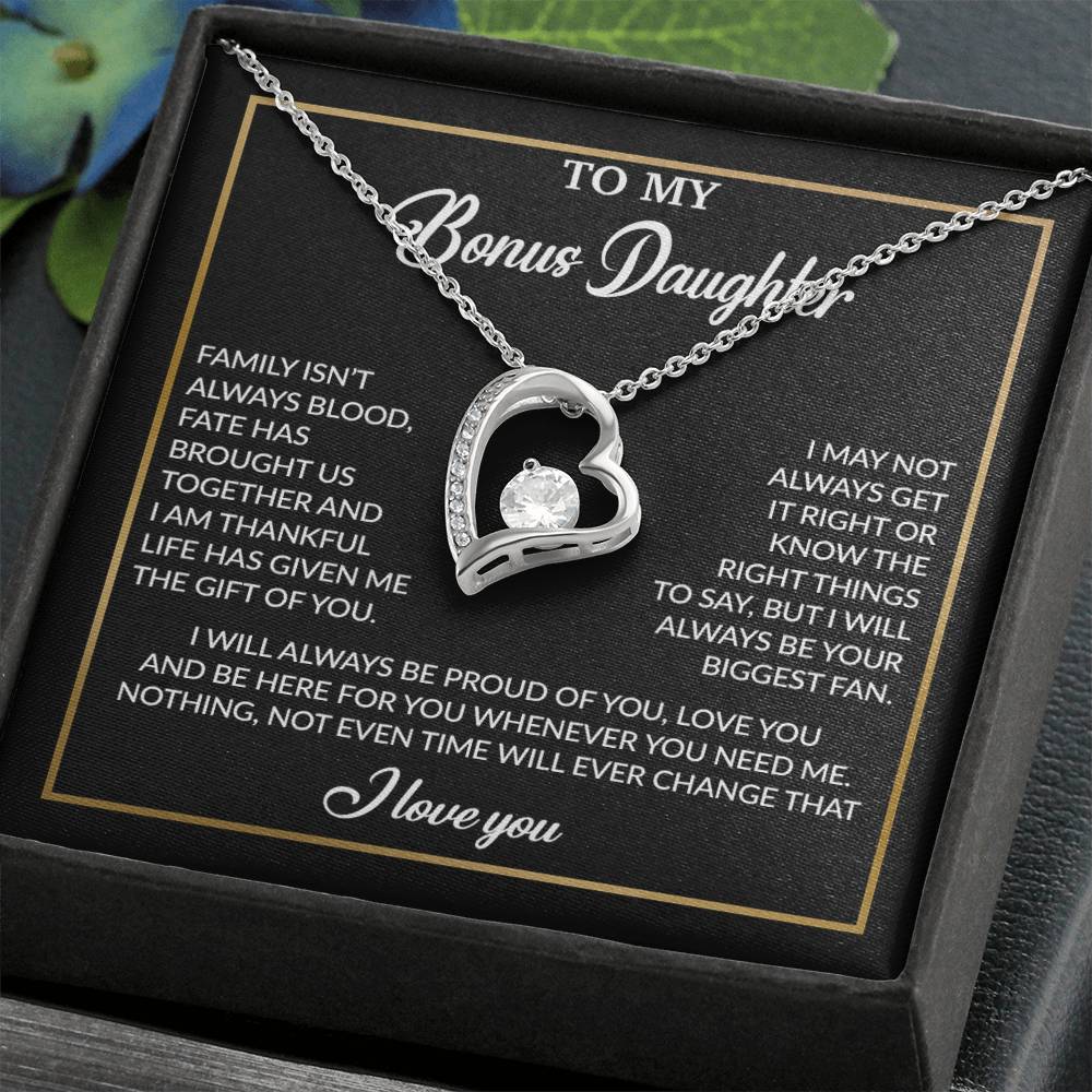 To My Bonus Daughter Necklace, Gift for Bonus Daughter, Step Daughter Birthday 18_4_Black