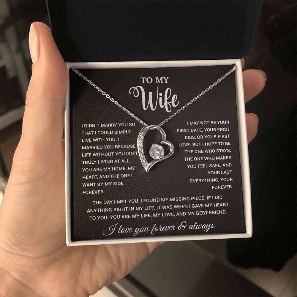 To My Wife Necklace, Gift For Wife, Anniversary Gift For Wife, Necklace For Wife 21_9_Black