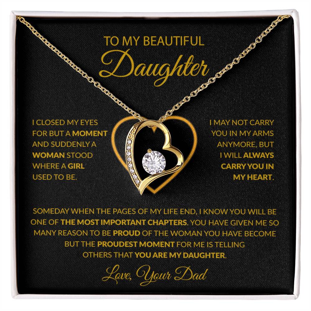 To My Daughter Necklace, Gift For Daughter From Dad, Daughter Father Necklace 8_12_Gold