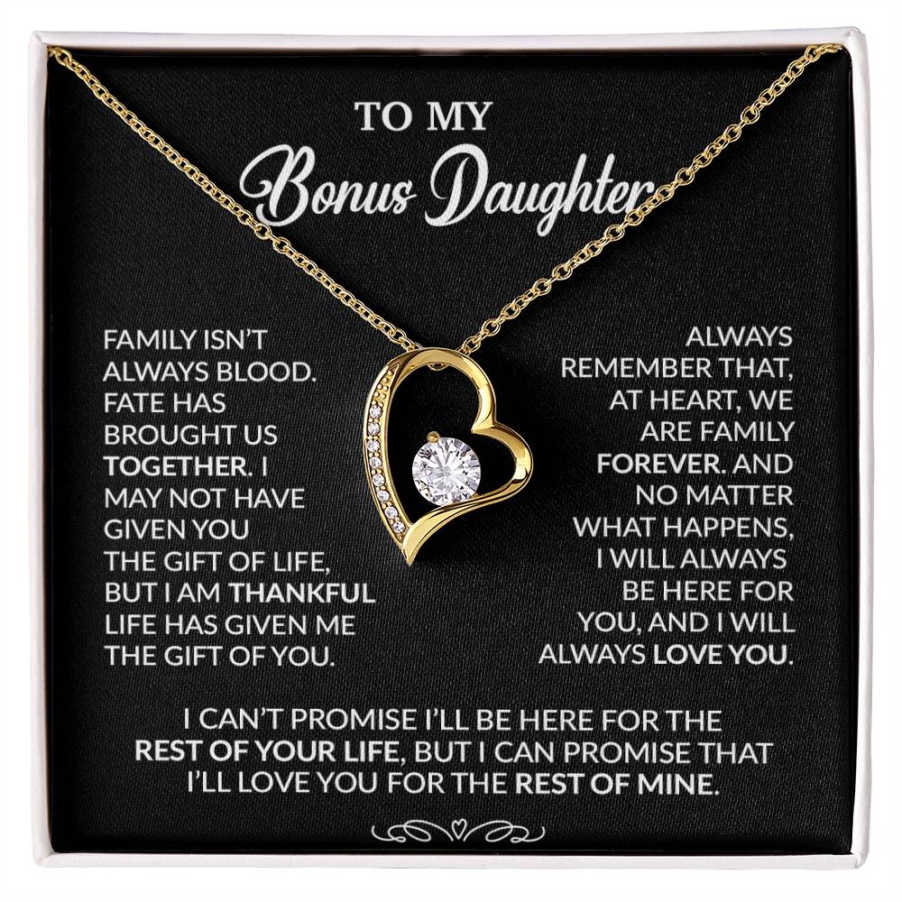 To My Bonus Daughter Necklace, Gift for Bonus Daughter, Step Daughter Birthday 30_9_Black