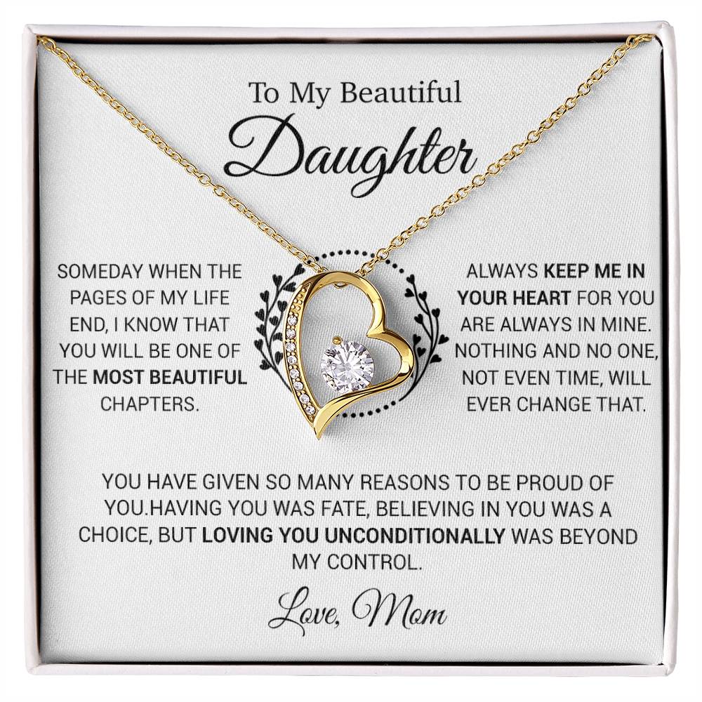 To My Daughter Necklace, Gift for Daughter from Mom, Daughter Mother Necklace 16_12_White
