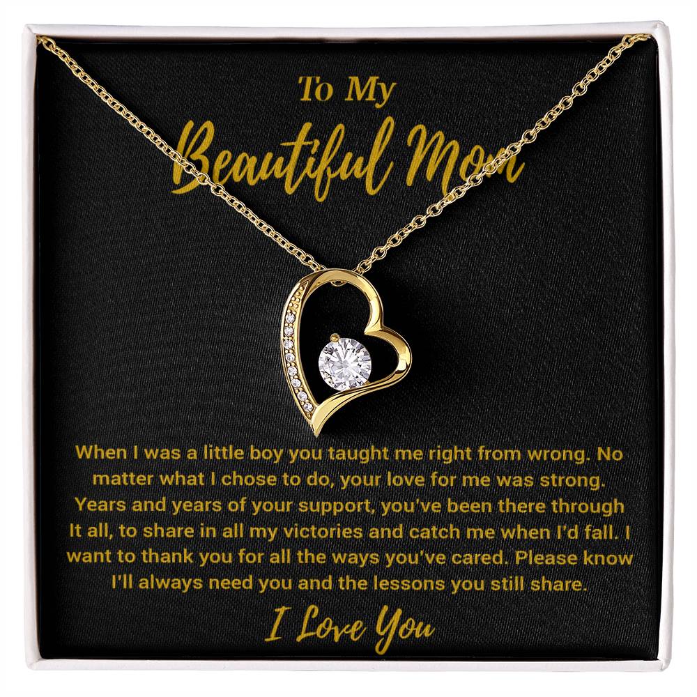 To My Beautiful Mom Necklace Mom Birthday Gift Mother's Day Gift Necklace For Mom From Son_Gold