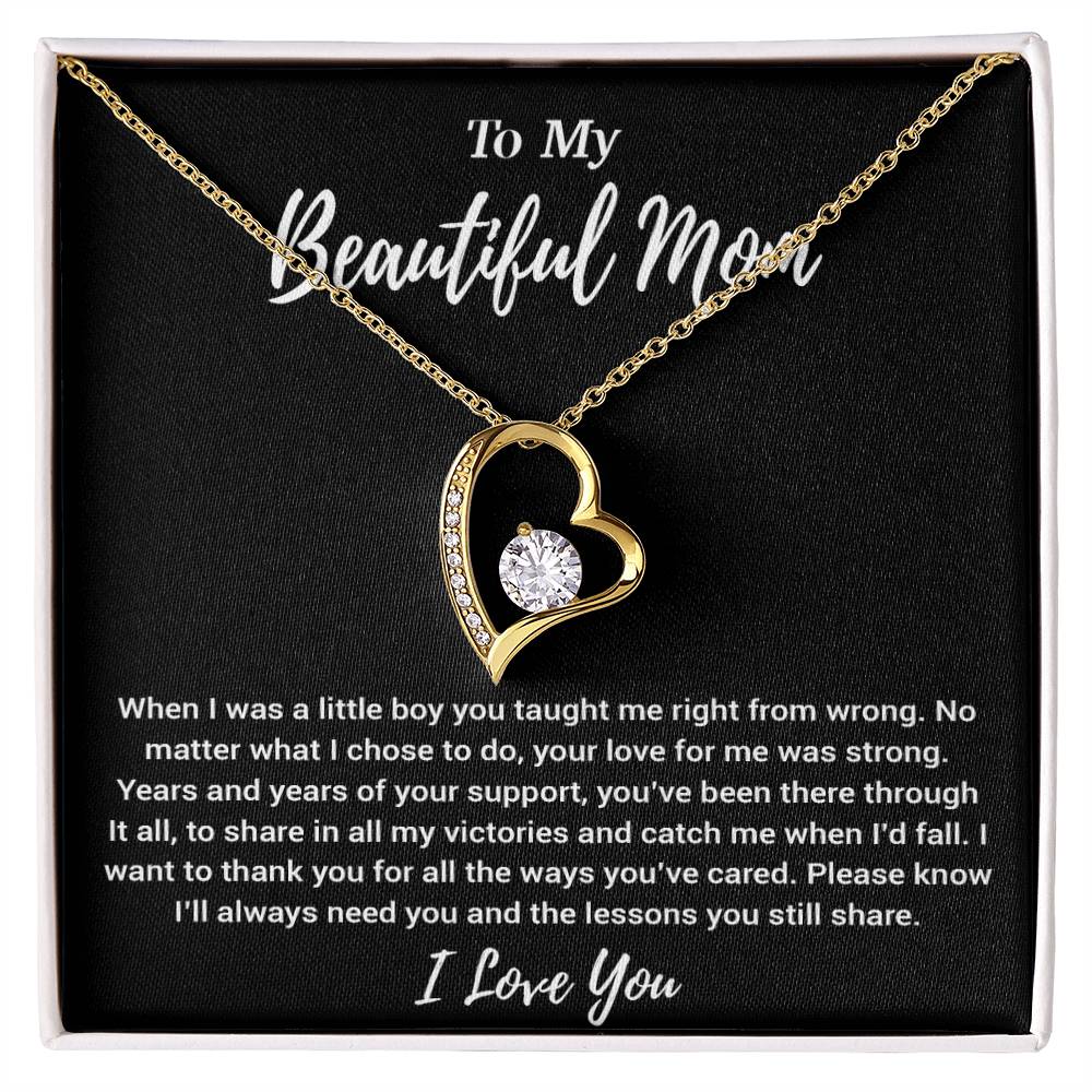 To My Beautiful Mom Necklace Mom Birthday Gift Mother's Day Gift Necklace For Mom From Son_Black