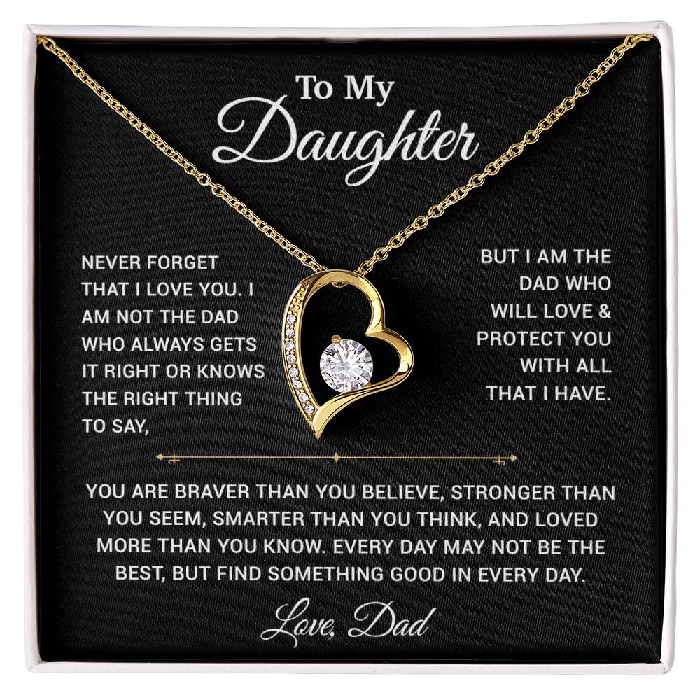 To My Daughter Necklace, Gift for Daughter from Dad, Father Daughter Necklace 25_3_Black