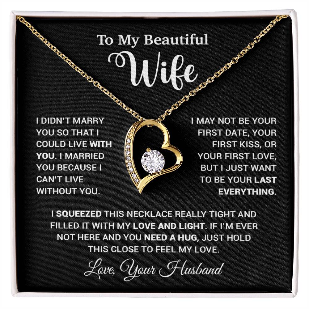 To My Wife Necklace, Wife Gift From Husband, Wife Husband Necklace, Christmas Gift 25_9_Black