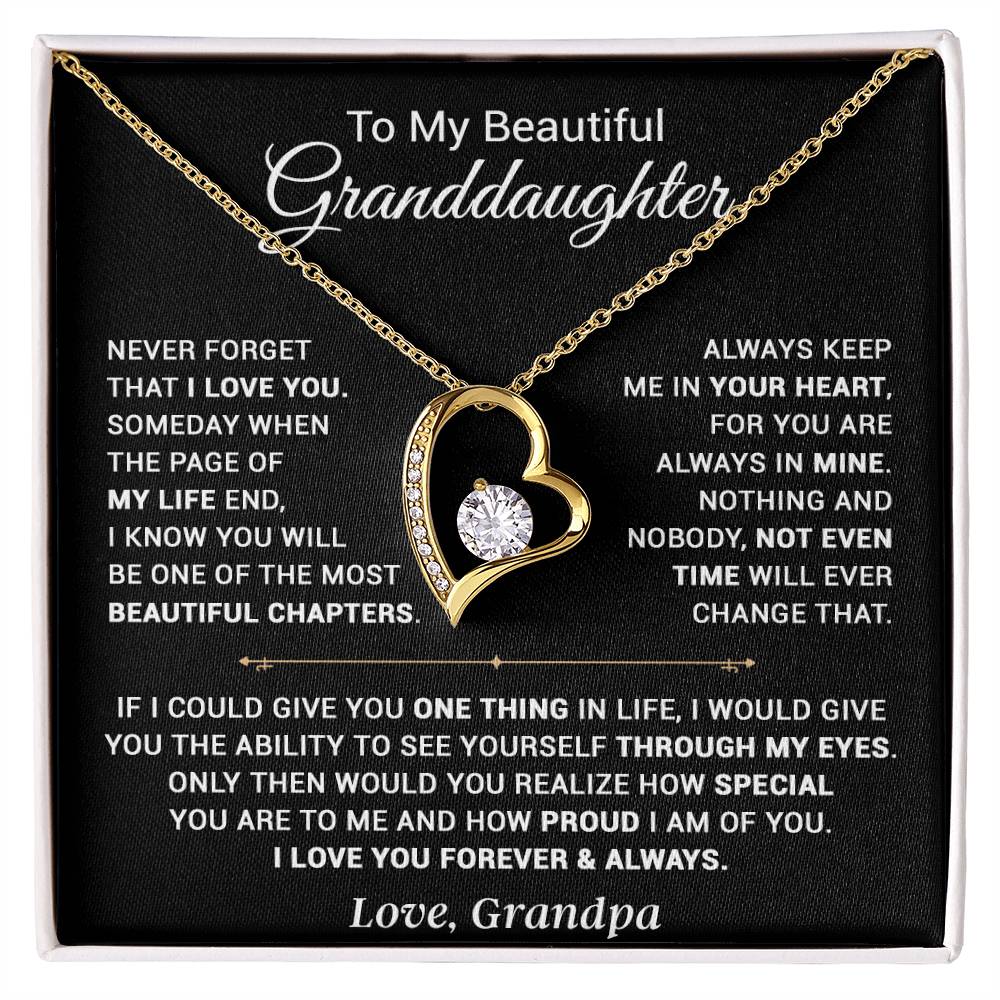 To My Granddaughter Necklace, Xmas Birthday Gift For Granddaughter From Grandpa 13_9_Black