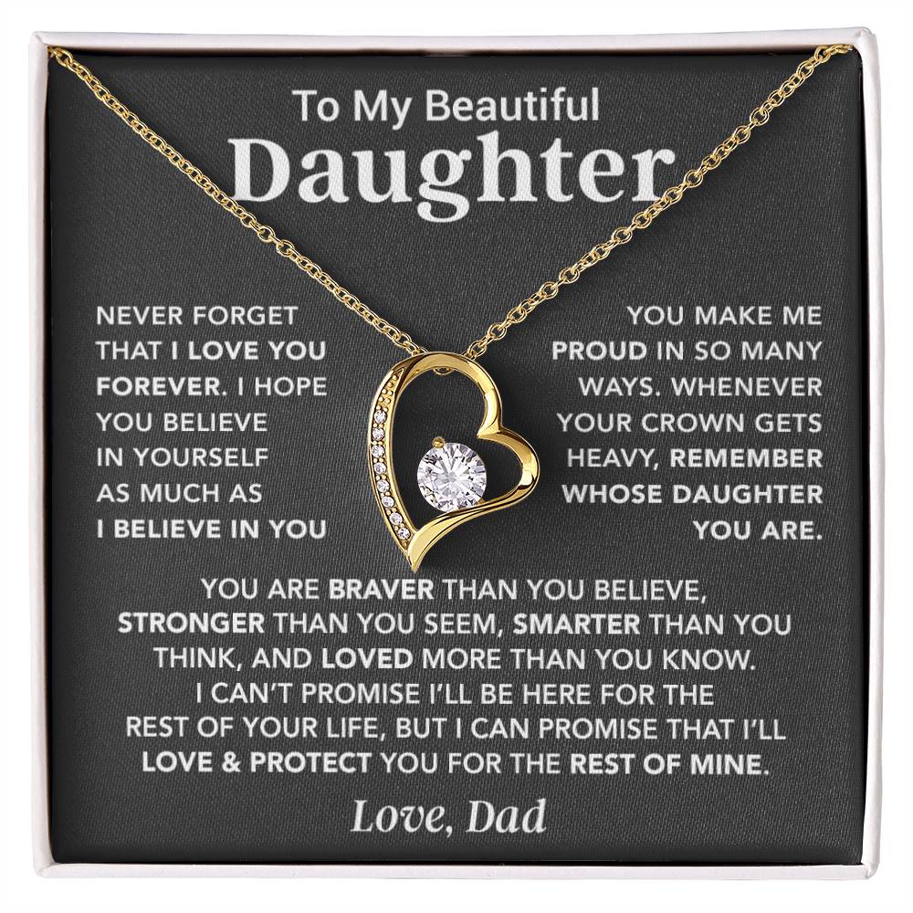 To My Daughter Necklace, Daughter Father Necklace, Daughter Gift From Dad_Gray