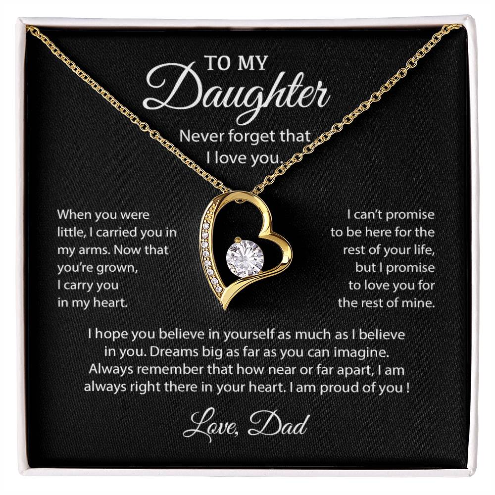 To My Daughter Necklace, Gift for Daughter from Dad, Father Daughter Necklace 10_6_Black