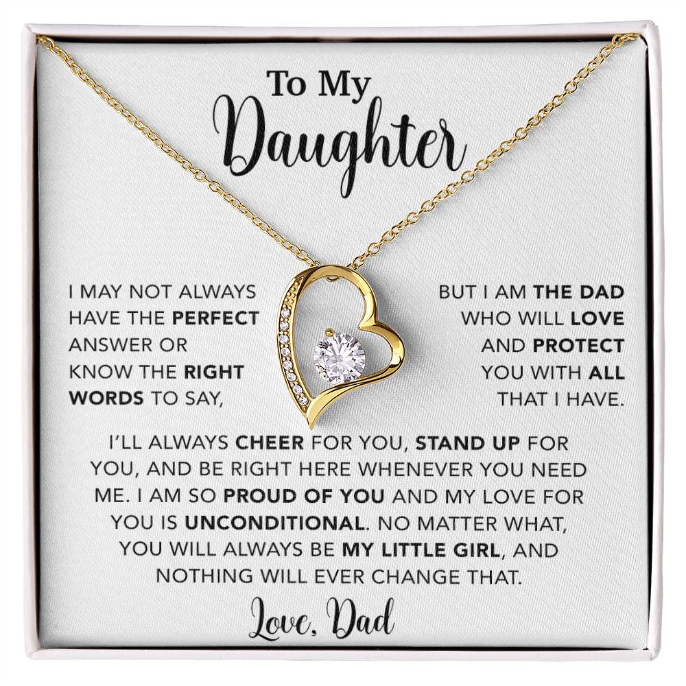 To My Daughter Necklace, Gift for Daughter from Dad, Father Daughter Necklace  15_6_White