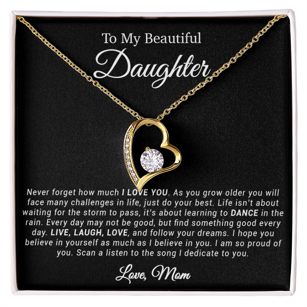 To My Daughter Necklace, Gift for Daughter from mom, Daughter mother Necklace 20_4_Black