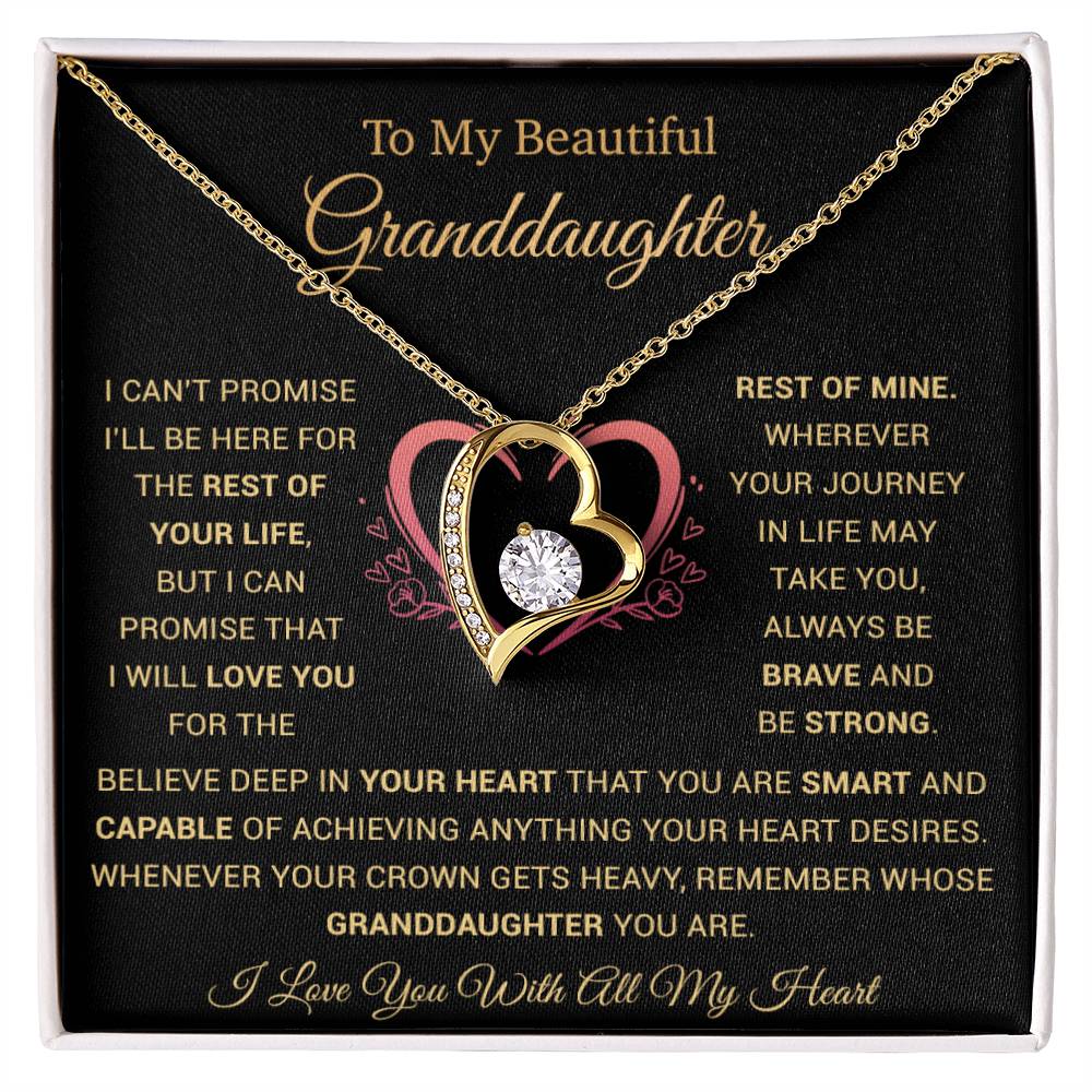 To My Granddaughter Heart Pendant Granddaughter Necklace Granddaughter Gift_Black