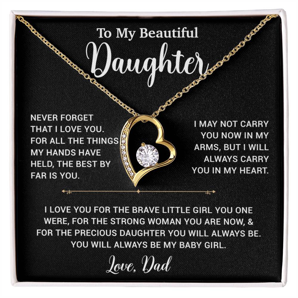 To My Daughter Necklace, Gift for Daughter from Dad, Father Daughter Necklace 14_6_Black