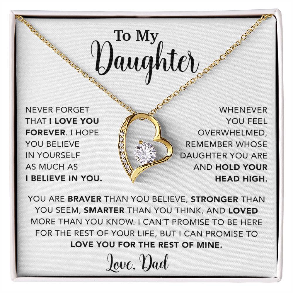 To My Daughter Necklace, Gift for Daughter from Dad, Father Daughter Necklace  9_4_White