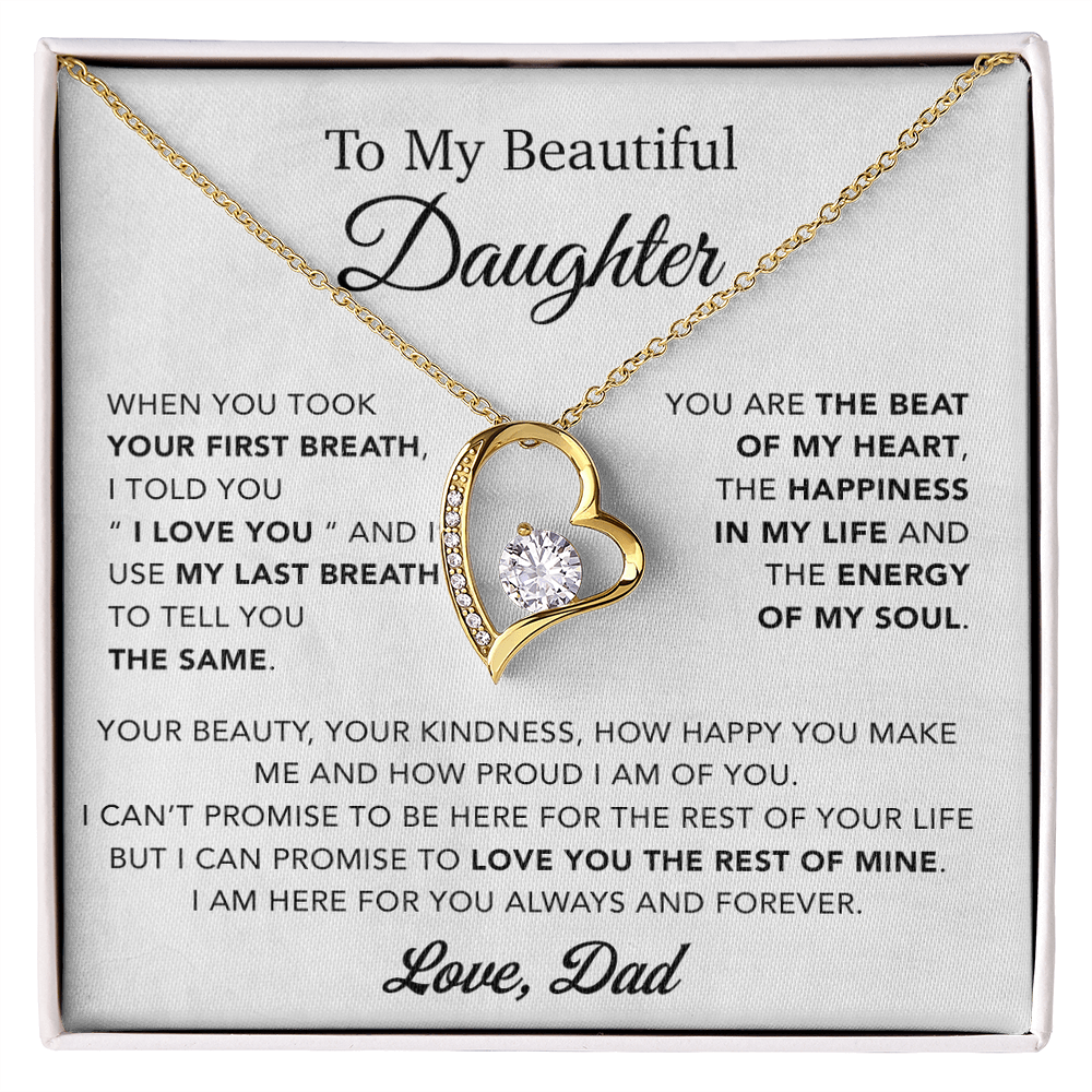 To My Daughter Necklace, Gift for Daughter from Dad, Father Daughter Necklace 10_4_White
