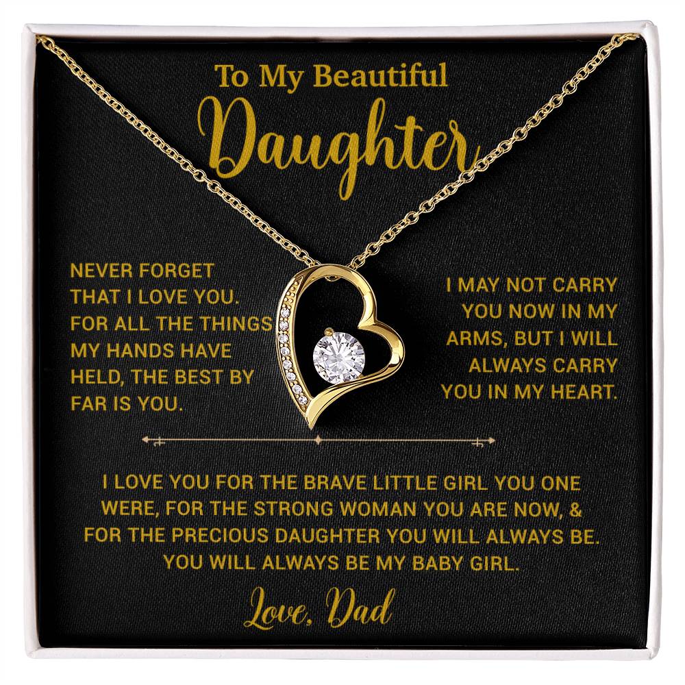 To My Daughter Necklace, Gift for Daughter from Dad, Father Daughter Necklace 14_6_Gold