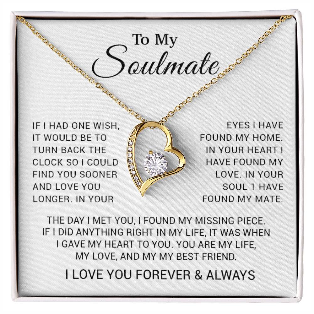To My Soulmate Necklace, Wife, Girlfriend, Anniversary, Valentine, Birthday Gifts