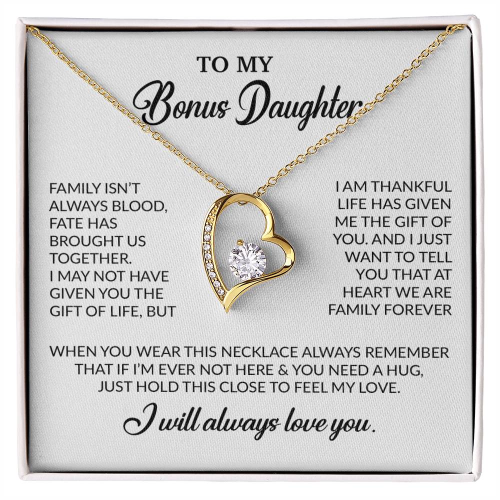To My Bonus Daughter Necklace, Gift for Bonus Daughter, Step Daughter Birthday 2_10_White