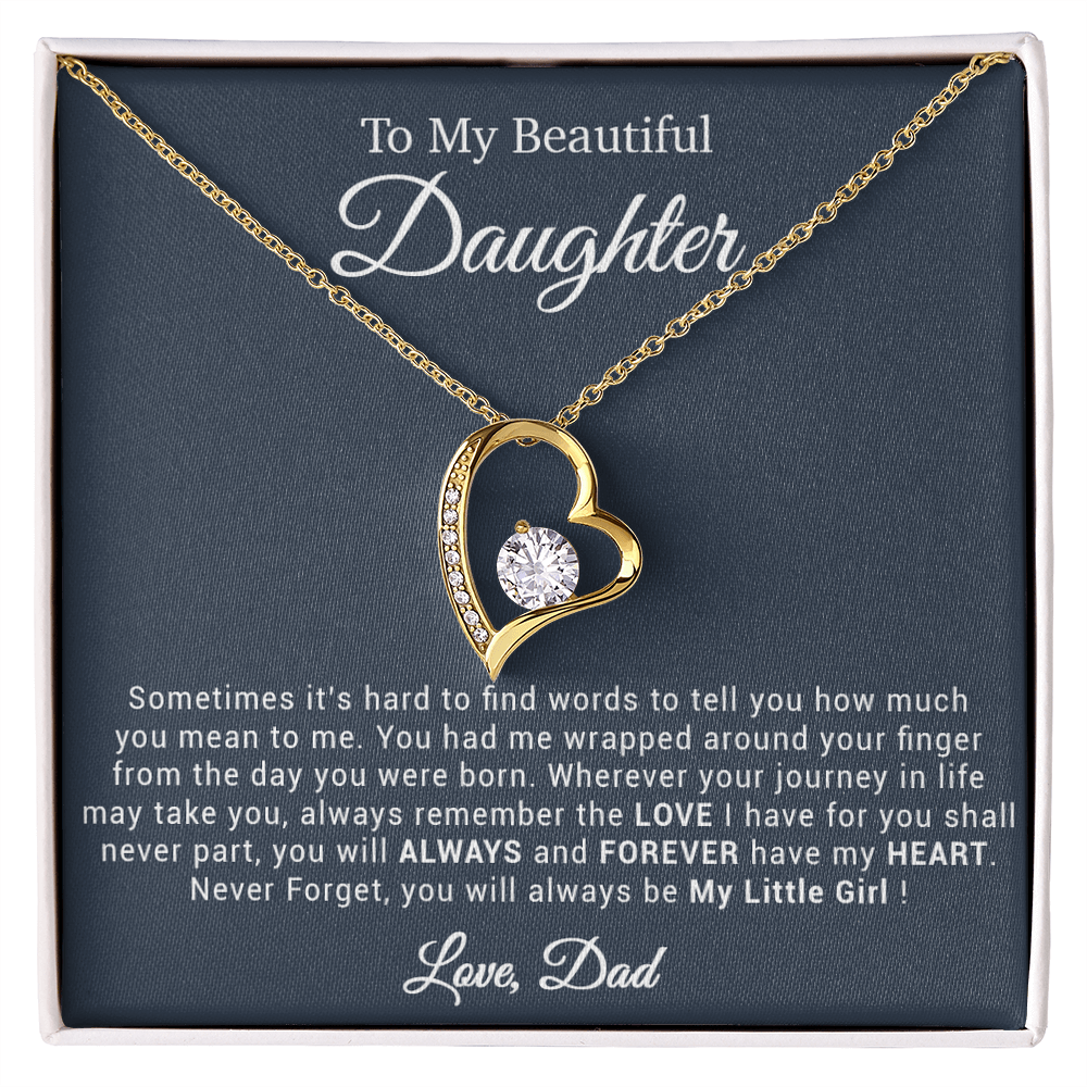 To My Daughter Necklace, Gift for Daughter from Dad, Father Daughter Necklace 20_4_Black