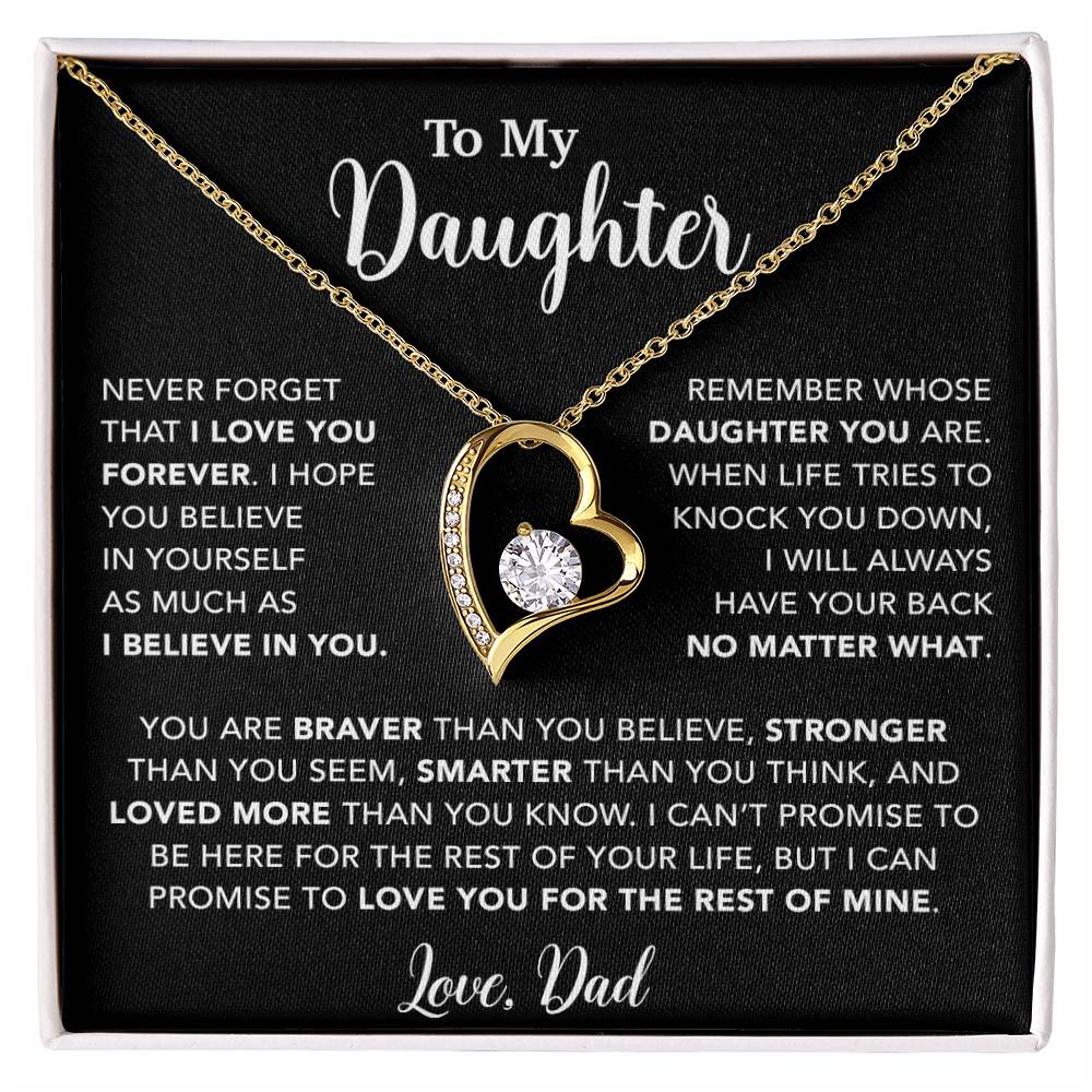 To My Daughter Necklace, Gift for Daughter from Dad, Father Daughter Necklace 7_4_Black