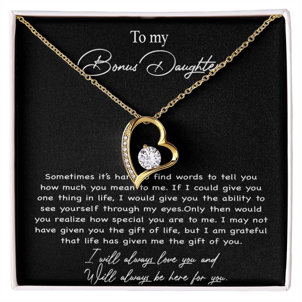 To my Bonus Daughter Necklace, Bonus Daughter, Step Daughter Gift 4-4_Black