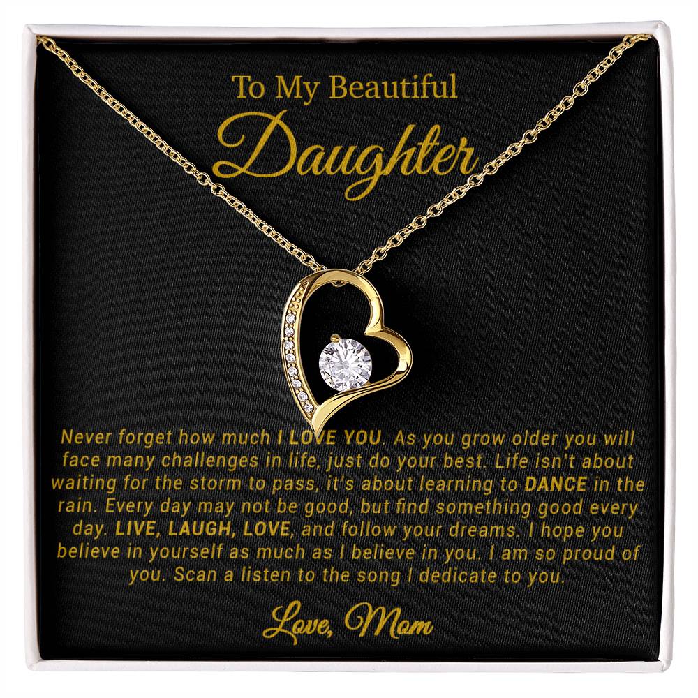 To My Daughter Necklace, Gift for Daughter from mom, Daughter mother Necklace 20_4_Gold