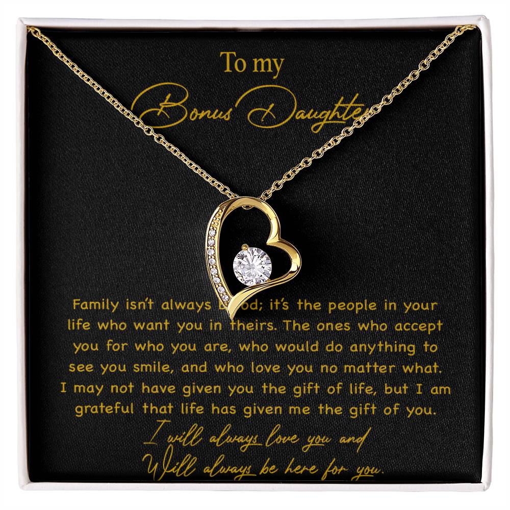 To my Bonus Daughter Necklace, Bonus Daughter, Step Daughter Gift 3-4_Gold
