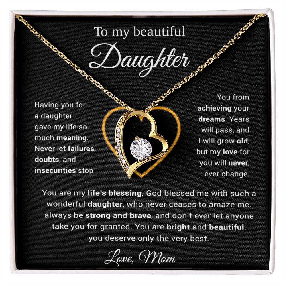 To My Daughter Necklace, Gift for Daughter from Mom, Daughter Mother Necklace 25_3_Black