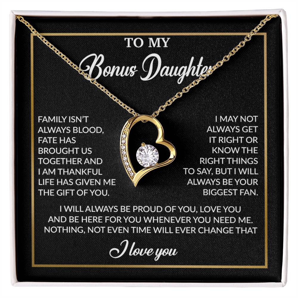 To My Bonus Daughter Necklace, Gift for Bonus Daughter, Step Daughter Birthday 18_4_Black