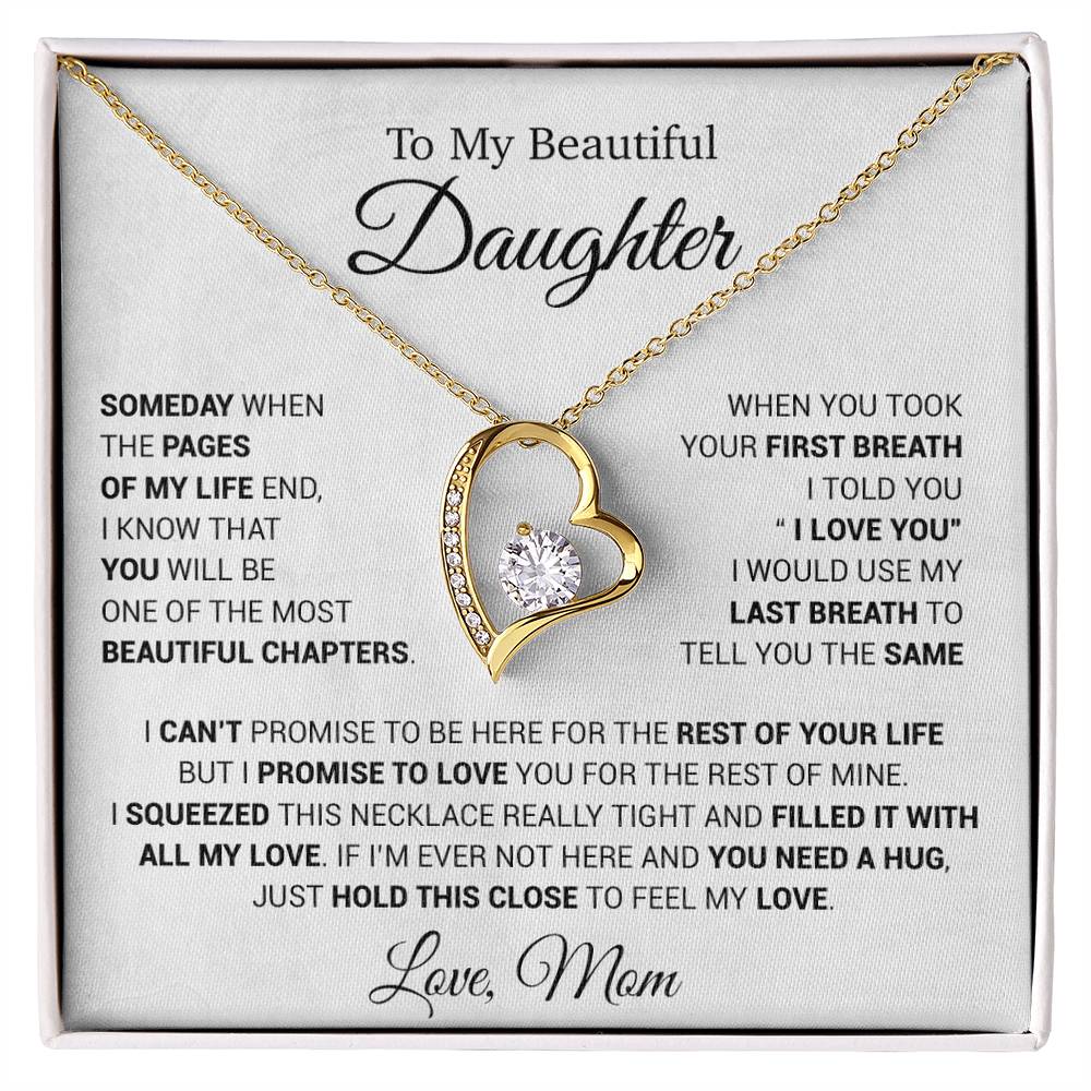 To My Daughter Necklace, Daughter Mother Necklace, Daughter Gift From Mom 13_5_White