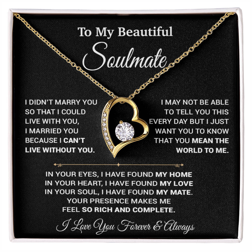 To My Soulmate Necklace, Gift For Wife,Soulmate Gift, Birthday Gift For Her_Black