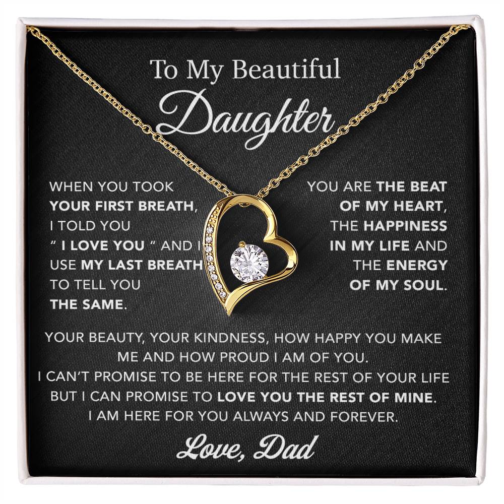 To My Daughter Necklace, Gift for Daughter from Dad, Father Daughter Necklace 10_4_Black