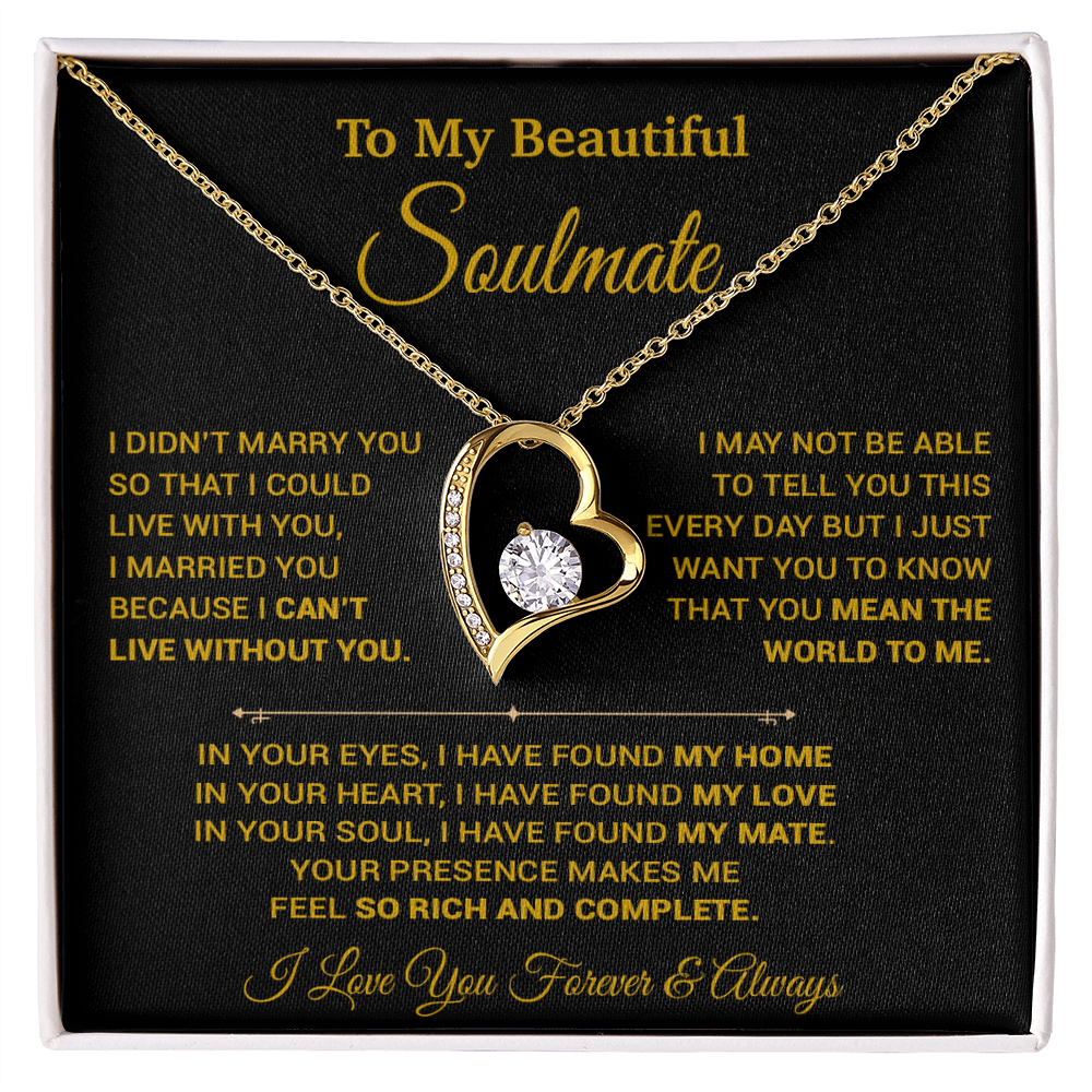To My Soulmate Necklace, Gift For Wife, Soulmate Gift, Birthday Gift For Her