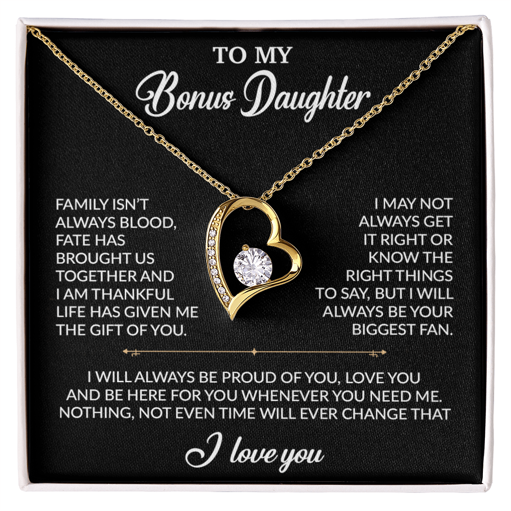 To My Bonus Daughter Necklace, Gift for Bonus Daughter, Step Daughter Birthday 20_2_Black