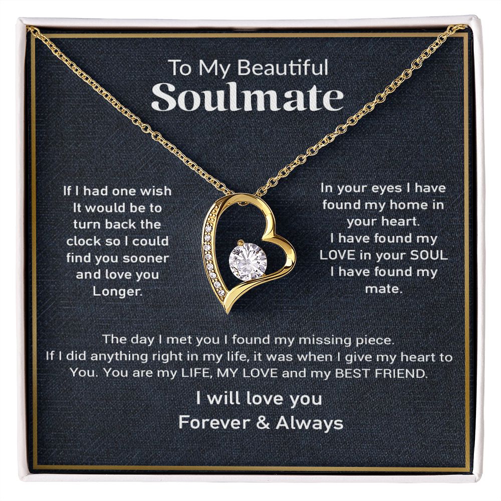 To My Soulmate Necklace, Gift For Her, Gift For Soulmate, Birthday Gift