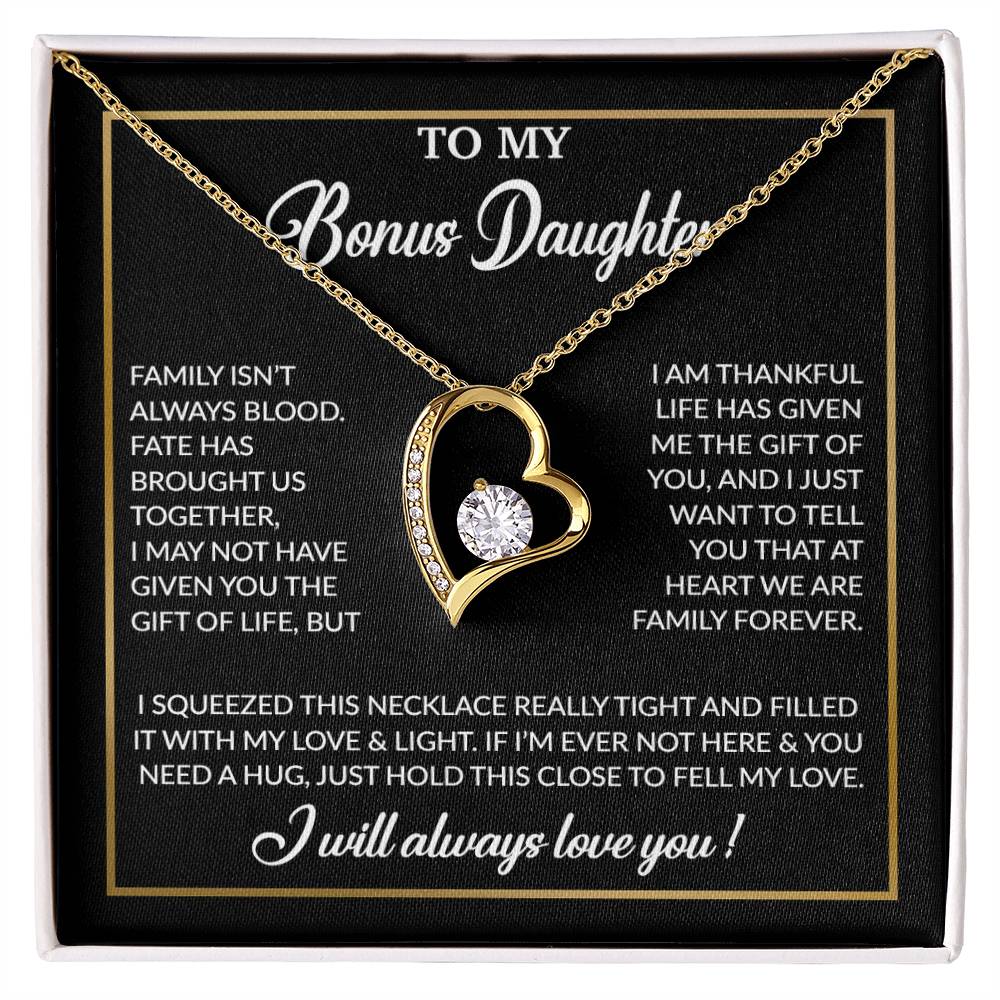 To My Bonus Daughter Necklace, Gift for Bonus Daughter, Step Daughter Birthday 3_12_Black