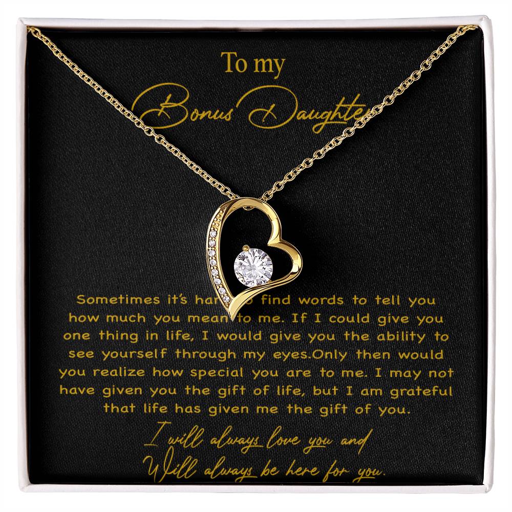 To my Bonus Daughter Necklace, Bonus Daughter, Step Daughter Gift 4-4_Gold
