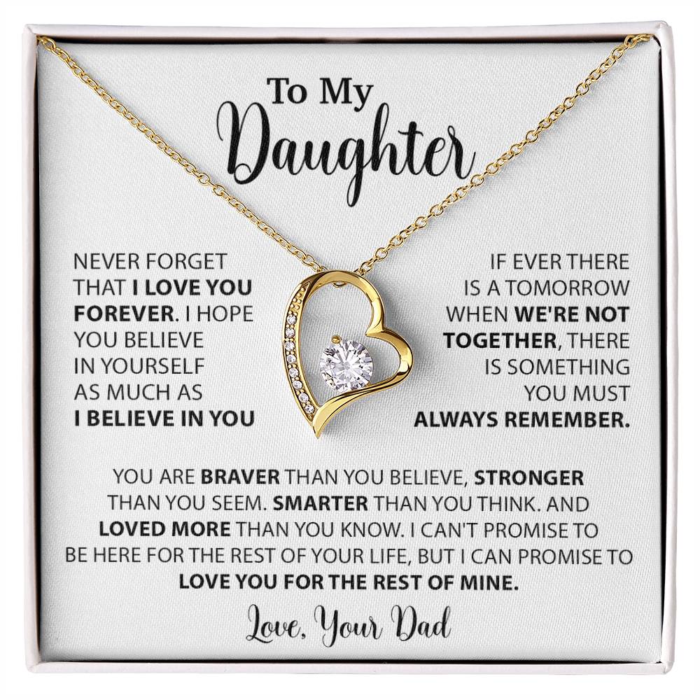 To My Daughter Necklace Gift for Daughter from Dad,Daughter Father Necklace 14_4_White