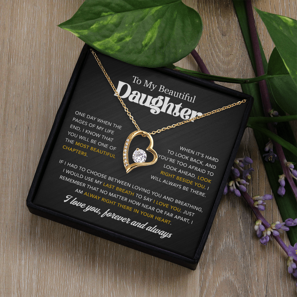 To My Daughter Necklace, Gift for Daughter from Dad, Father Daughter Necklace 7_7_Black
