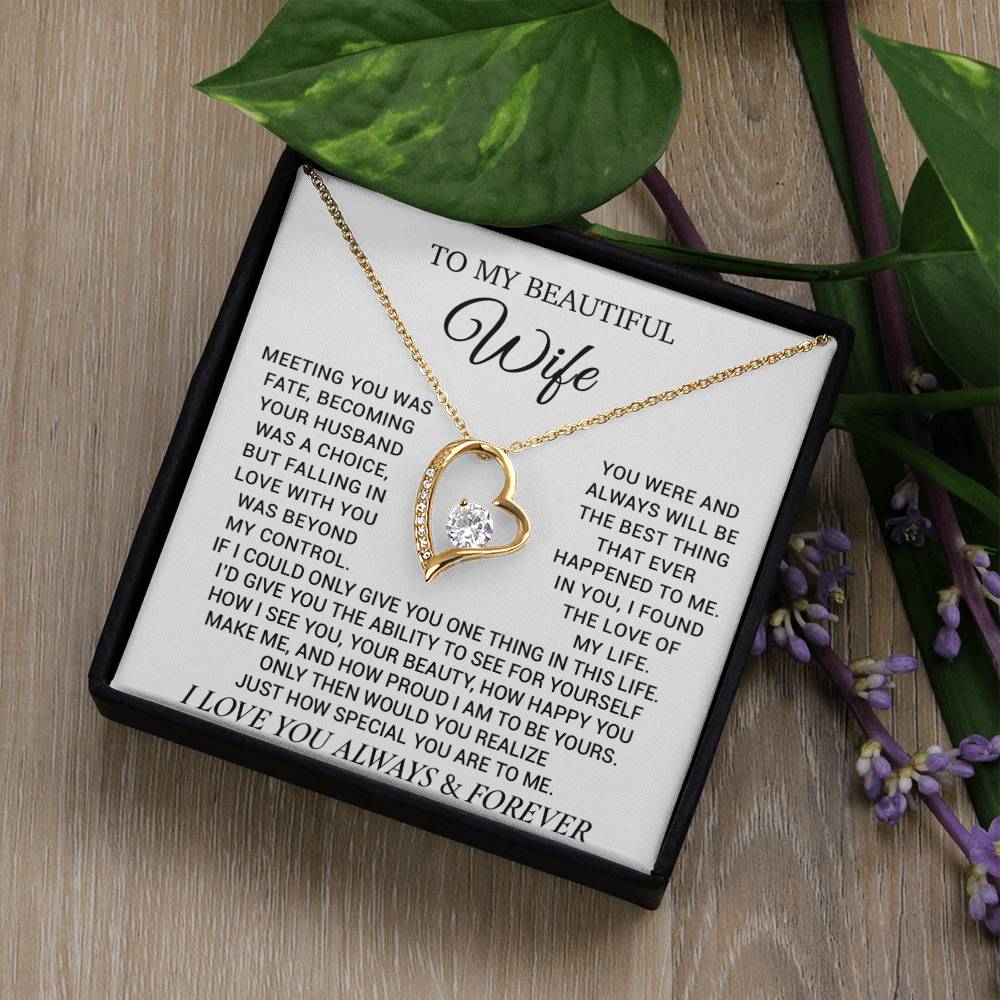 To My Beautiful Wife Necklace, Wife Gift from Husband, Wife Birthday Gift, Christmas Gift