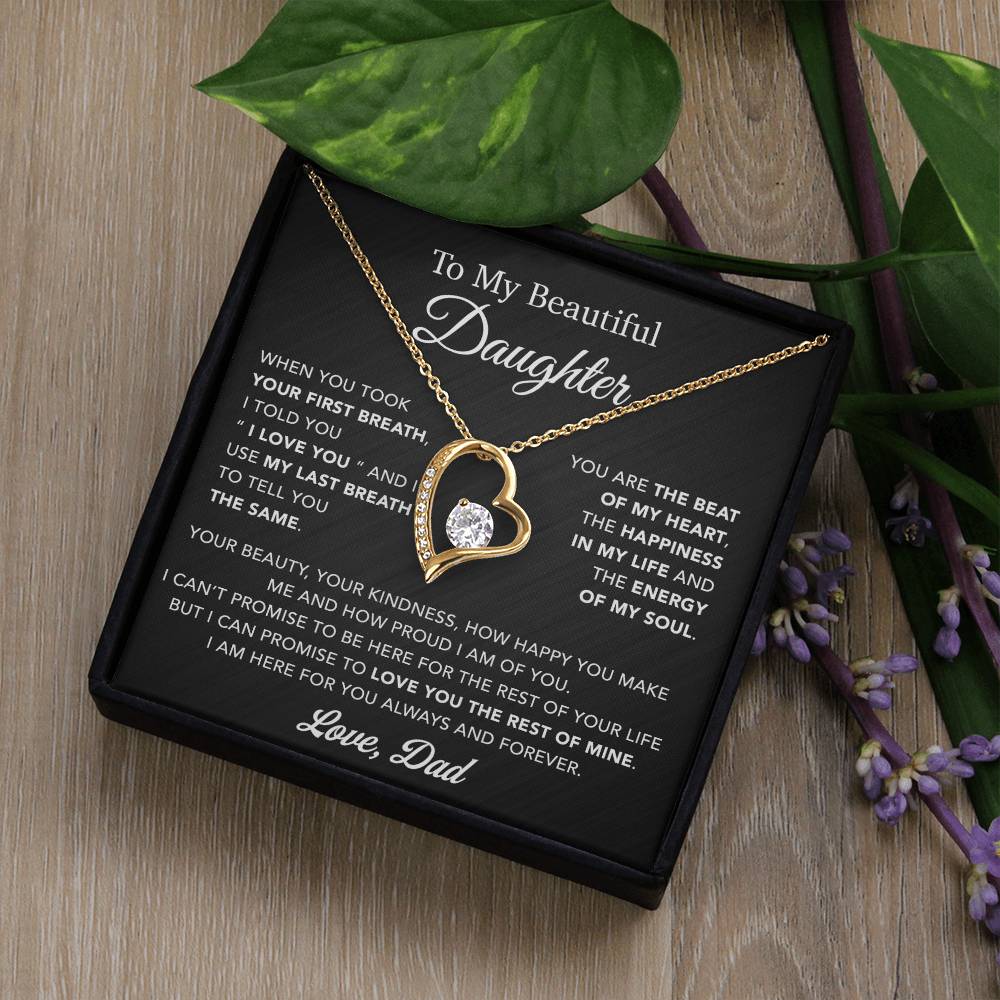 To My Daughter Necklace, Gift for Daughter from Dad, Father Daughter Necklace 10_4_Black