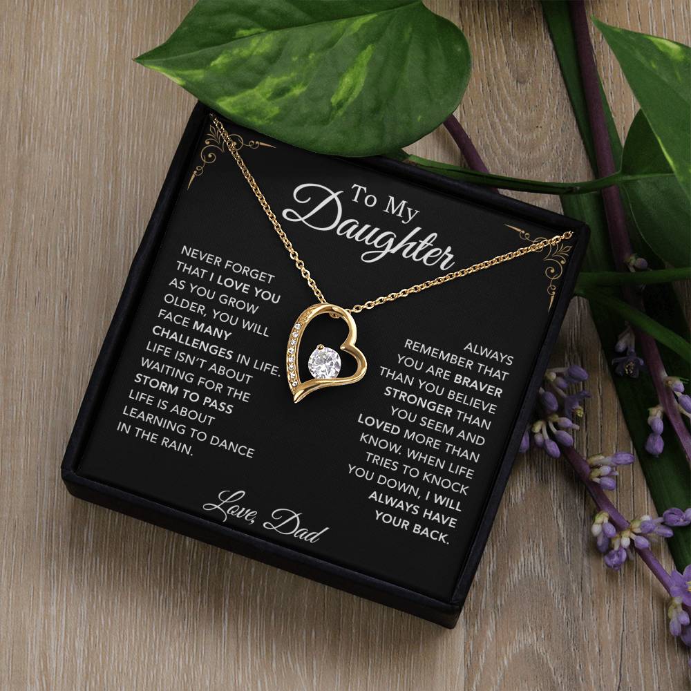 To My Daughter Necklace, Daughter Father Necklace, Daughter Gift From Dad_Black