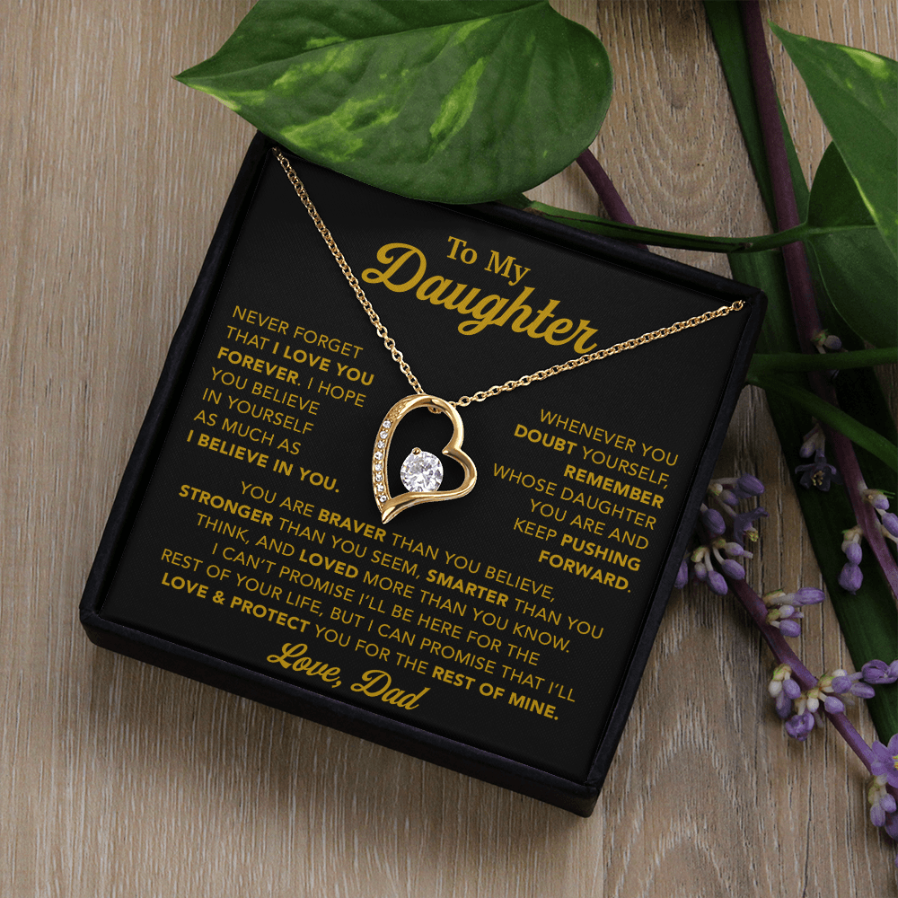 To My Daughter Necklace, Gift for Daughter from Dad, Father Daughter Necklace 15_11_Gold