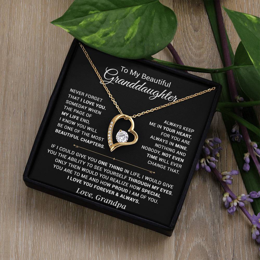 To My Granddaughter Necklace, Xmas Birthday Gift For Granddaughter From Grandpa 13_9_Black