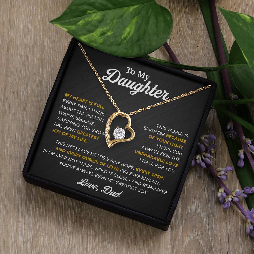 To My Daughter Necklace, Gift for Daughter from Dad, Father Daughter Necklace 16_6_Black